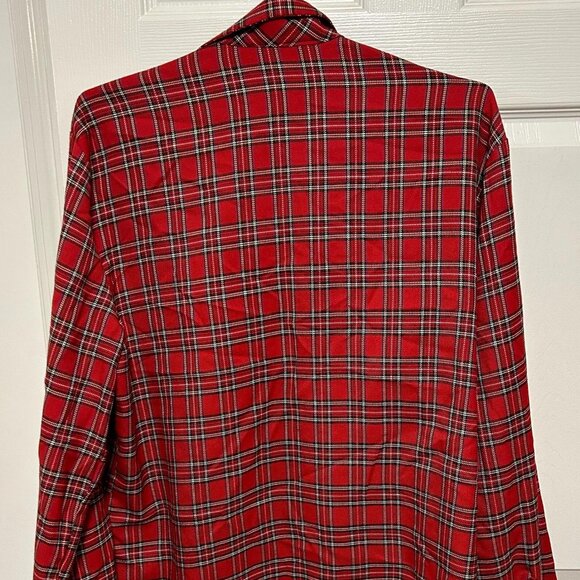 Rare Vintage USA Lip Service Tartan Red Plaid Goth Punk Shirt D Ring Men's XL - Picture 14 of 16
